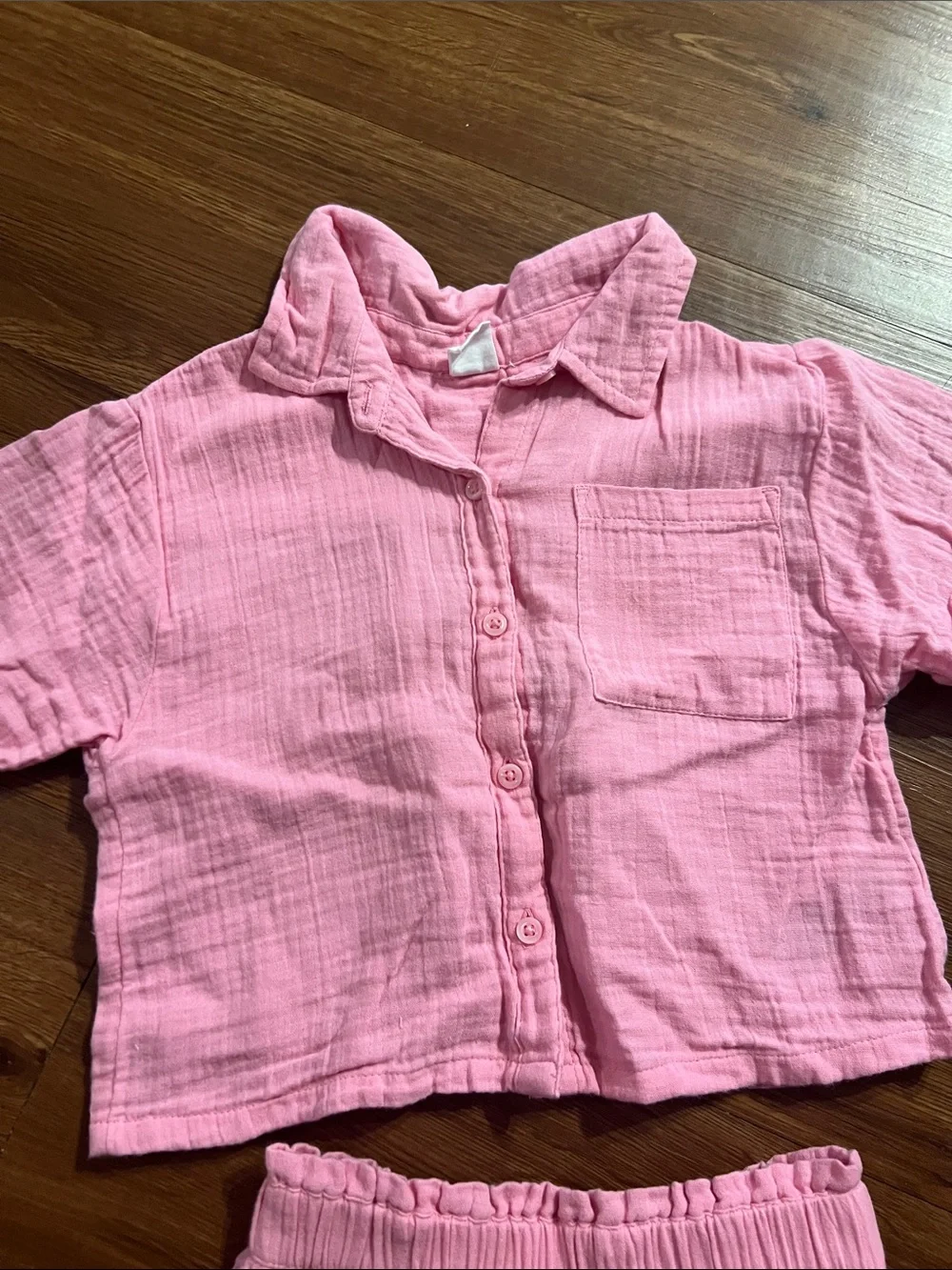 GAP Pink Short Sleeve Button Set - Top & Shorts